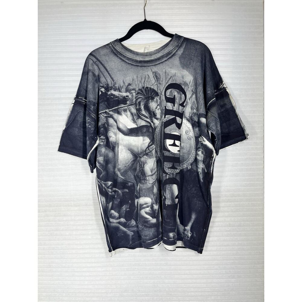 Greece T Shirt Adult XL Greek Spartans Soldier Art Graphic All Over Print Tee